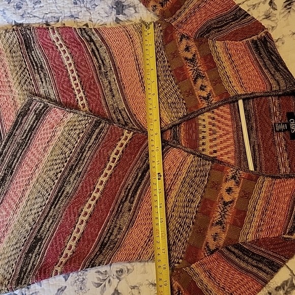 Women Linen Boho Cotton open front  Multicolor Striped Cardigan Sweater | size M - Picture 15 of 16